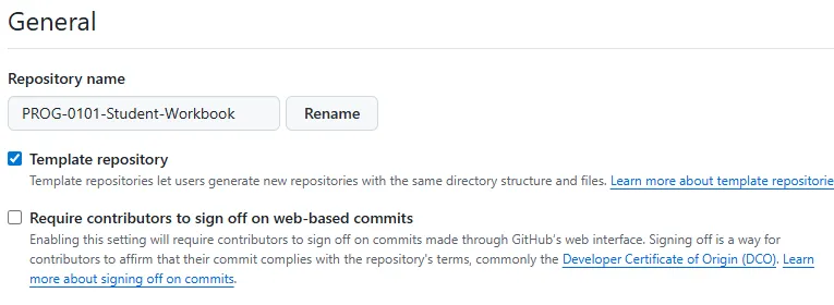 Template Repository Setting